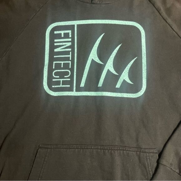 Fintech Box Logo Point Breeze Fleece Pullover Hoodie - Medium - Anthracite, NWT - Picture 8 of 9